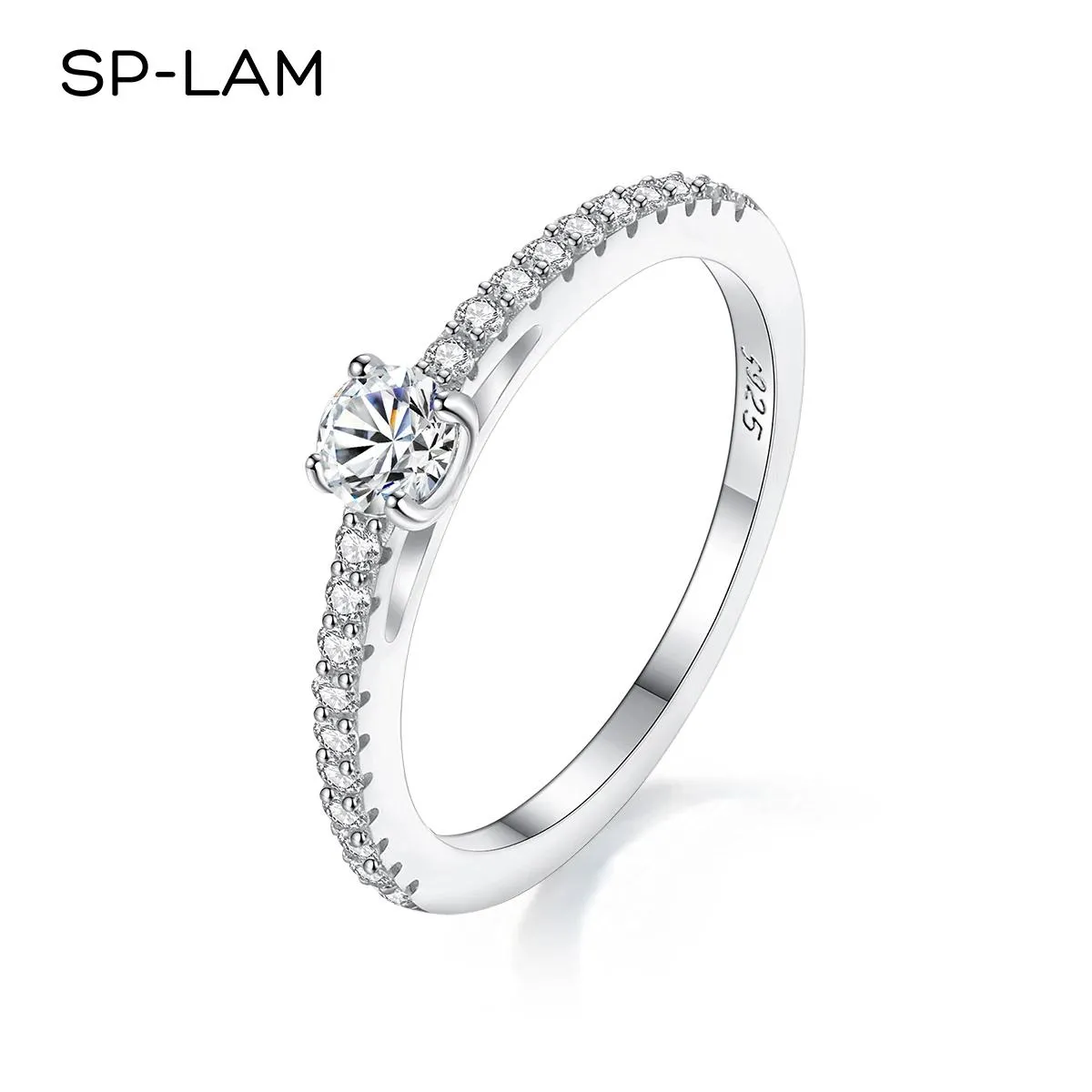 Sieraden Echte Sterling Sier Kleine Moissnaite Ring voor Vrouwen Eenvoudige Fonkelende Ronde 0.3ct Gecertificeerd Lab Diamond Finger Rings