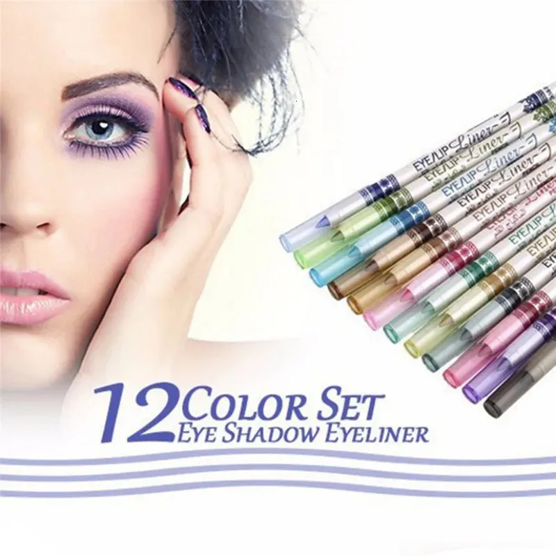 12 PCSSET Long Lasting Pigment Eye Liner Pencil 12 Colors Eyeliner Pen Eye Cosmetics Makeup Tool Women's Makeup Tool Cosmetics 240104