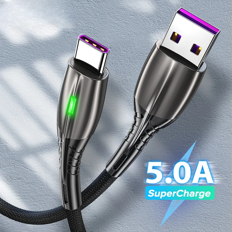 5A Snabb laddning av USB-typ C-kabel Mikro USB-mobiltelefon Android Charger Type-C Data Cord Wire för iPhone15 Samsung Xiaomi 1M/1,5M/2M