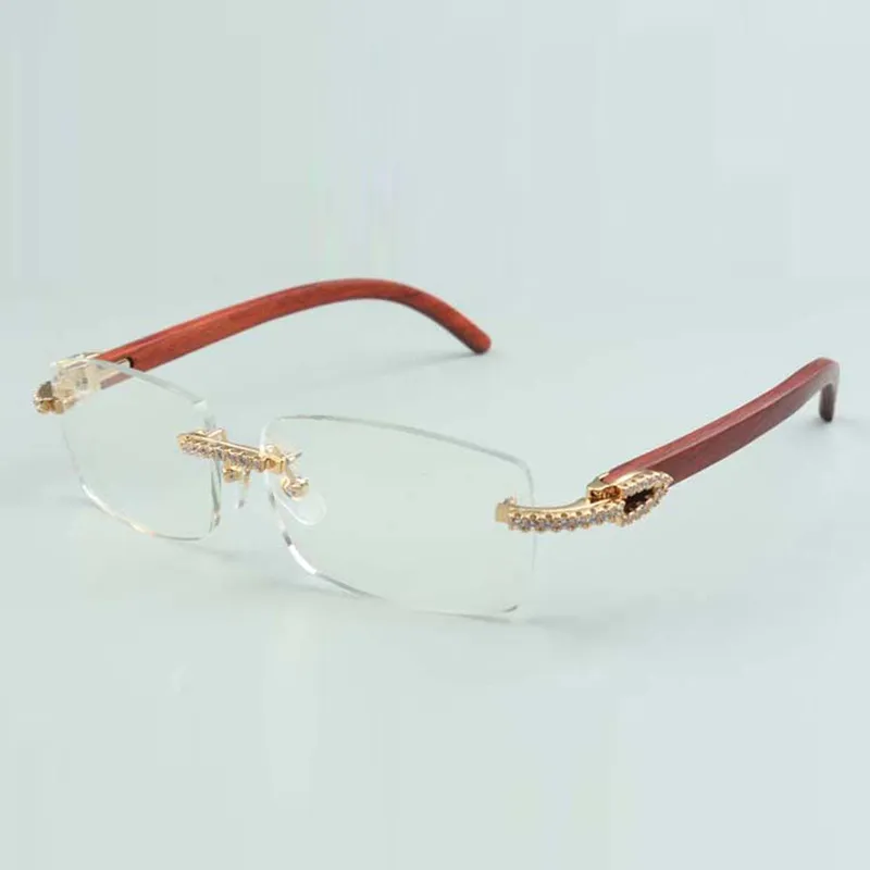 Stil High-End-Designer mittlere Diamanten Brille 3524012 für Männer Frauen natürliche Original-Holzbrille Rahmengröße 56-18-135 mm