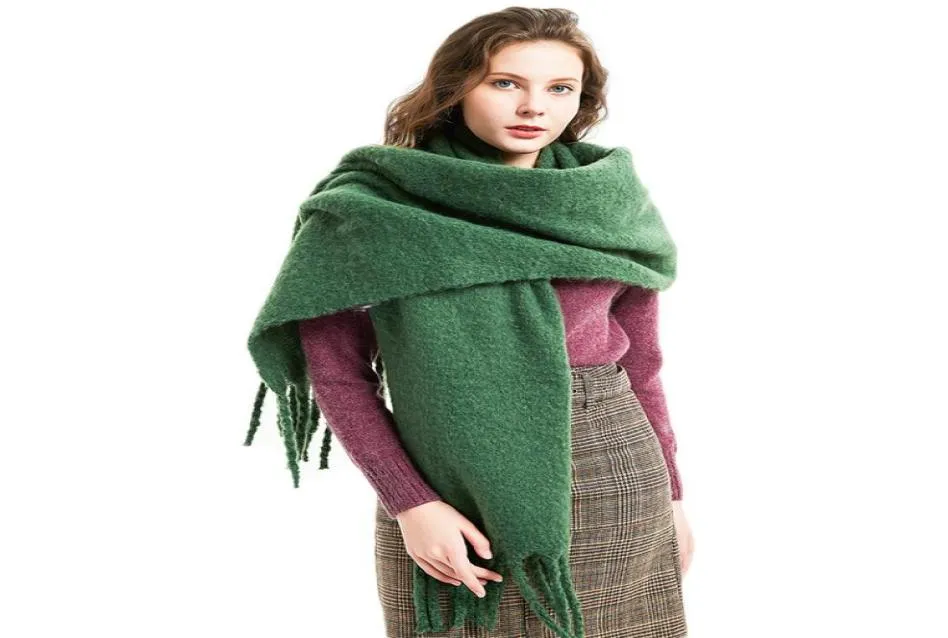 Ny ankomst Fashion Autumn Winter Thick Women Scarf Plain Shawls New Designer Tassel Warps Luxury Solid Colors Scarves for Women6706865