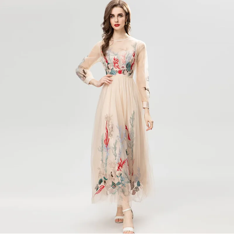 green emerald velvet dress Mauve V-Neck Maxi Dress with Mesh Embroidered Sleeves main image 1