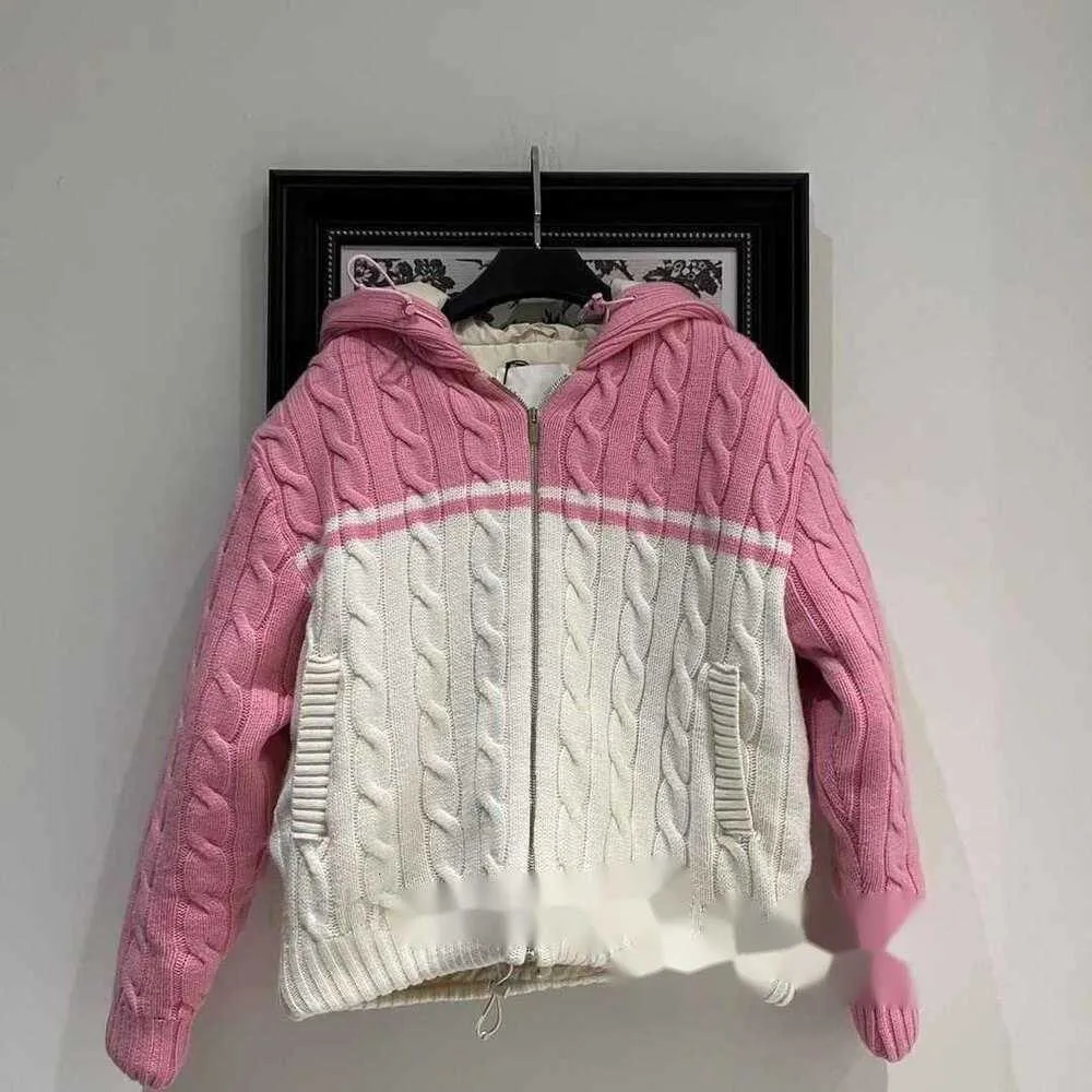 Manteau d'hiver Preppy rétro pour femmes, Style tissé torsadé, très élégant, rose, tendre à la fois chaud et pas à court de mode