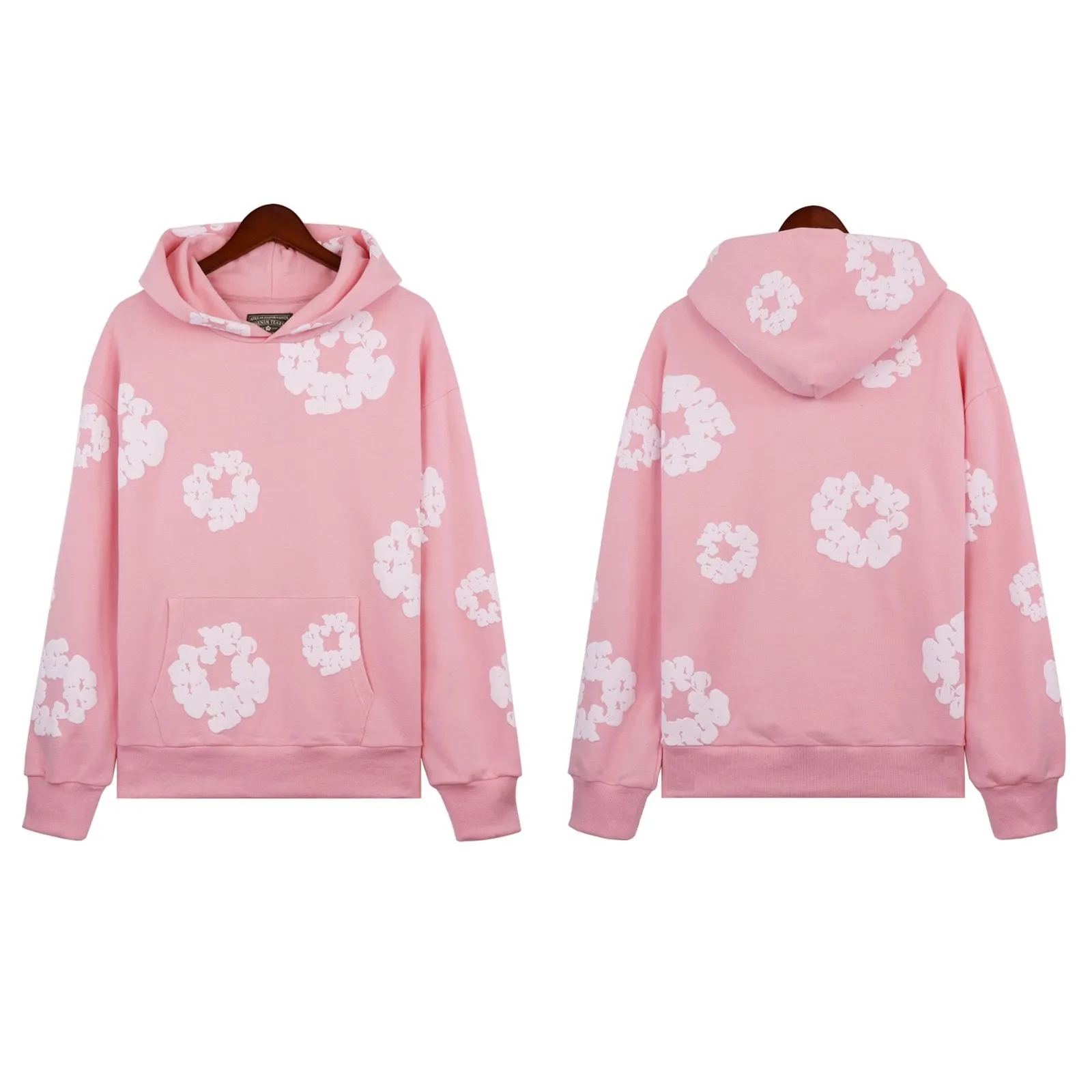 Mens Hoodies Moletons Designer Mens Mulheres Rosa Espuma Grinalda Flores Círculo Círculo Hoodie Moda Solta StreetwearHip Hop Street Tracksuit Terno