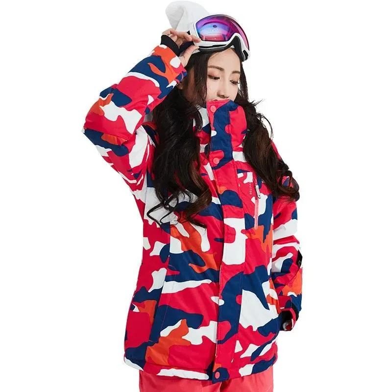 Jaquetas terno de esqui feminino montanha à prova dwaterproof água snowboard super quente jaqueta e calças conjunto de esqui feminino inverno ao ar livre ternos de neve