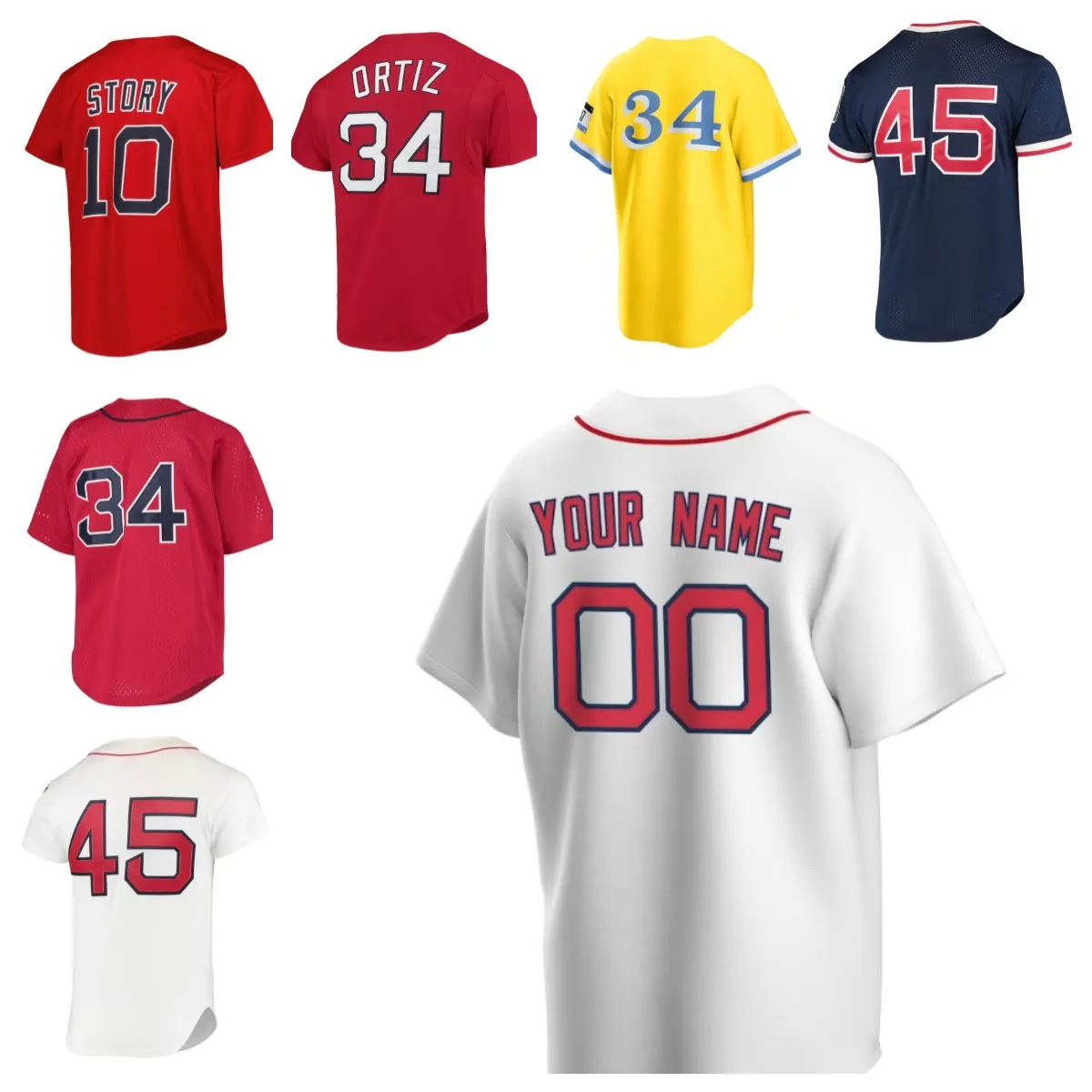 Personnaliser 11 RAFAEL DEVERS 34 DAVID ORTIZ 10 TREVOR STORY Maillot de baseball 36 TRISTON CASAS 41 CHRIS SALE 2 JUSTIN TURNER 99 ALEX VERDUGO 23 ADAM DUVALL Yth-6XL taille