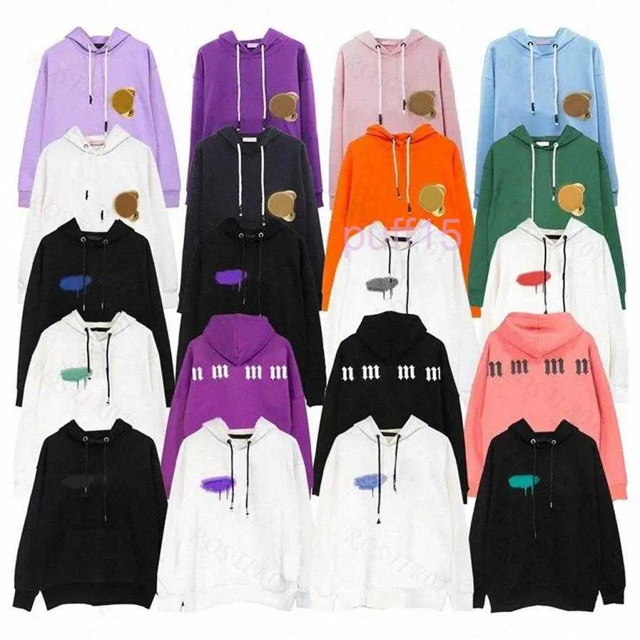 Palm Designer Hoodie Mens Palmangel Pink Hoodies Angle Bear Graphic Tee Street Alphabet Sweatshirts Splash Ink Women Hoodys Trend 2811 0C4R