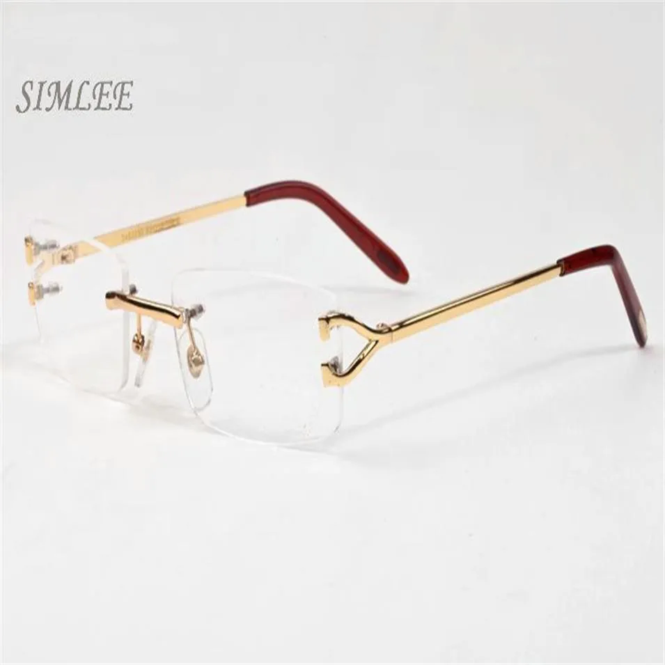 2018 lunettes de soleil de créateur de haute qualité pour hommes unisexes lunettes claires sans monture mode hommes lunettes or argent monture en métal buffalo hor249P