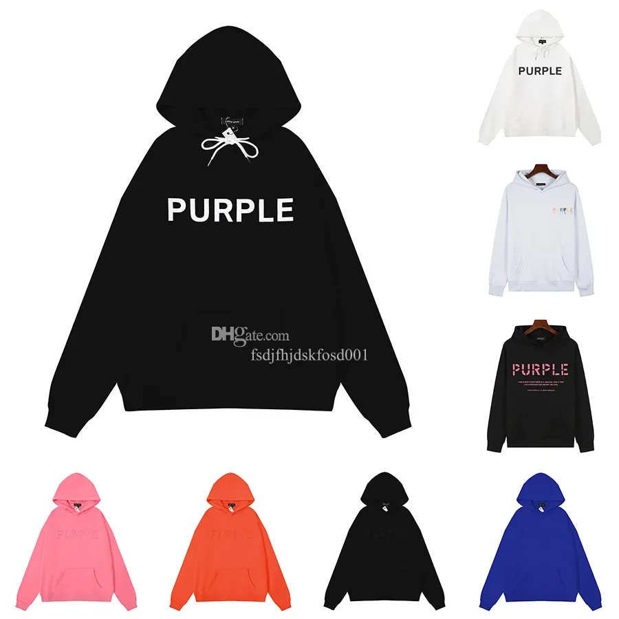 2024 Purple marki Bluzy High Street Streetwear Kobiety mężczyźni z kapturem bluzy Letter Naklejka wielokolorowa Bluzy USA Rozmiar S-xl