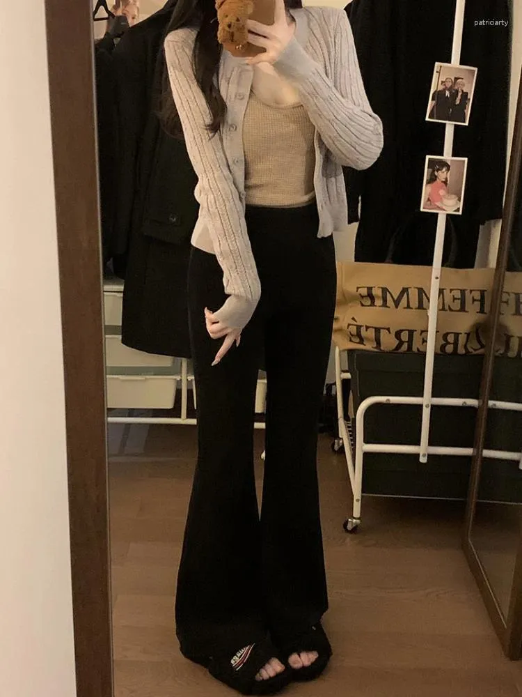 Pantalones para mujer QWEEK Vintage pana gruesa Flare mujeres coreanas Dongdaemun 2024 invierno cintura alta cepillado Casual Bootcut pantalones