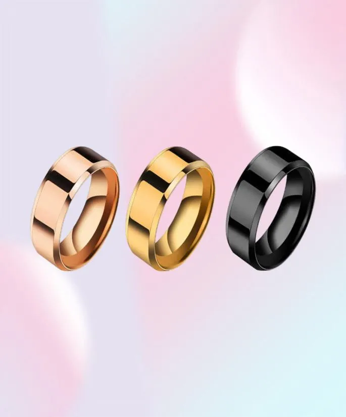 New Design 8mm Width Black Titanium Stainless Ring for Women Men High Quality Couple Ring Wedding Jewelry Q07084880791