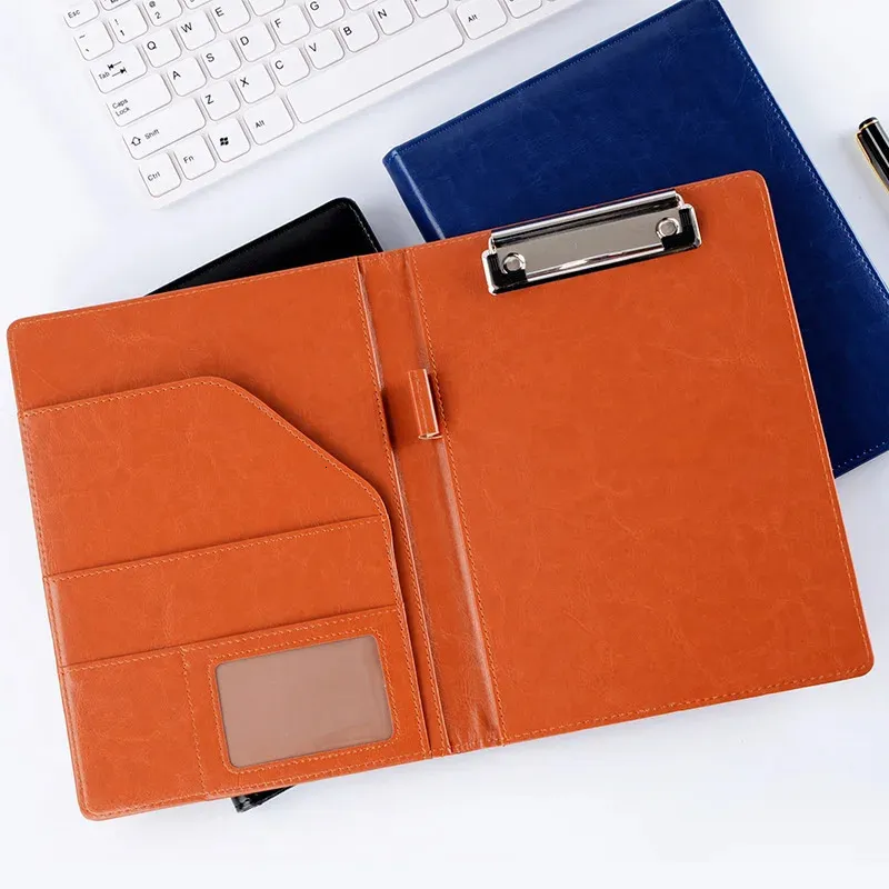 7 * 9.37in PU Leather A5 A4 Clipboard Clip Fichier Dossier Document Document Business Meeting Contrat Clamp Pad Office School Supply 240105