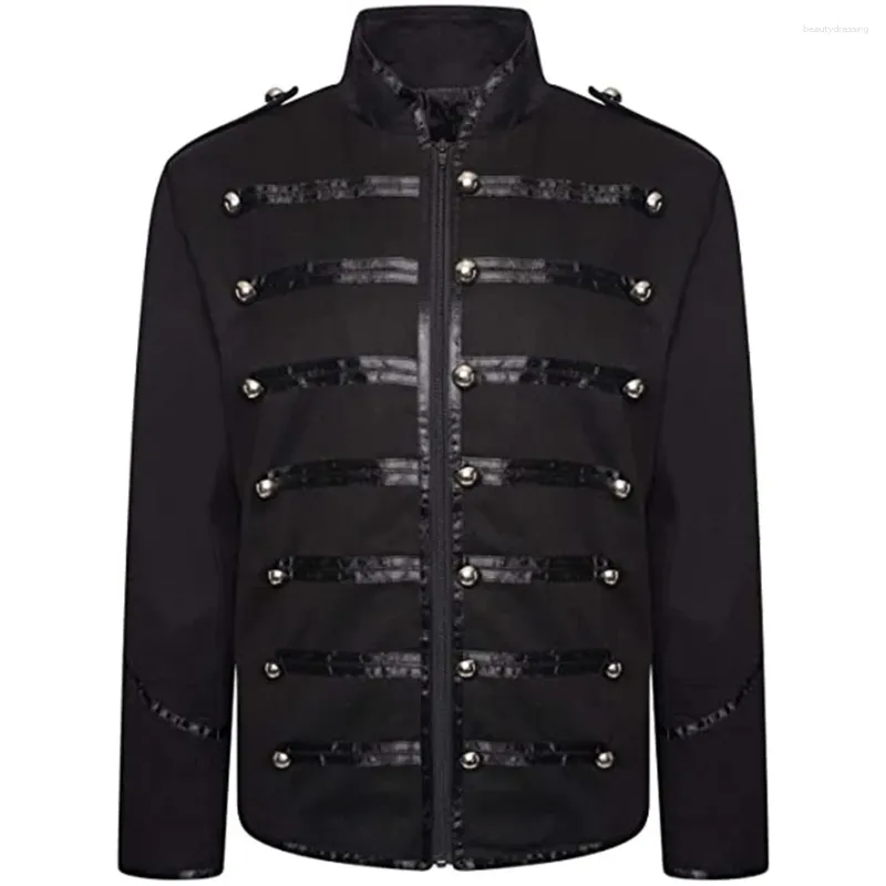 Men's Jackets Vacation Daily Coat Top Spring Steampunk Black White Gothic Red Slight Stretch Solid Color Stand Collar