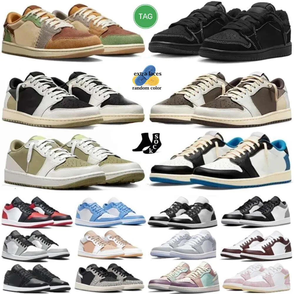 Jump Man 1 Låg basketskor Mens Jumpman 1s Big Size Us 13 Panda Lows segla svart Phantom Og Golf Olive Reverse Mocha Elephant Yellow Fragment J1 Zion Voodoo Sneakers