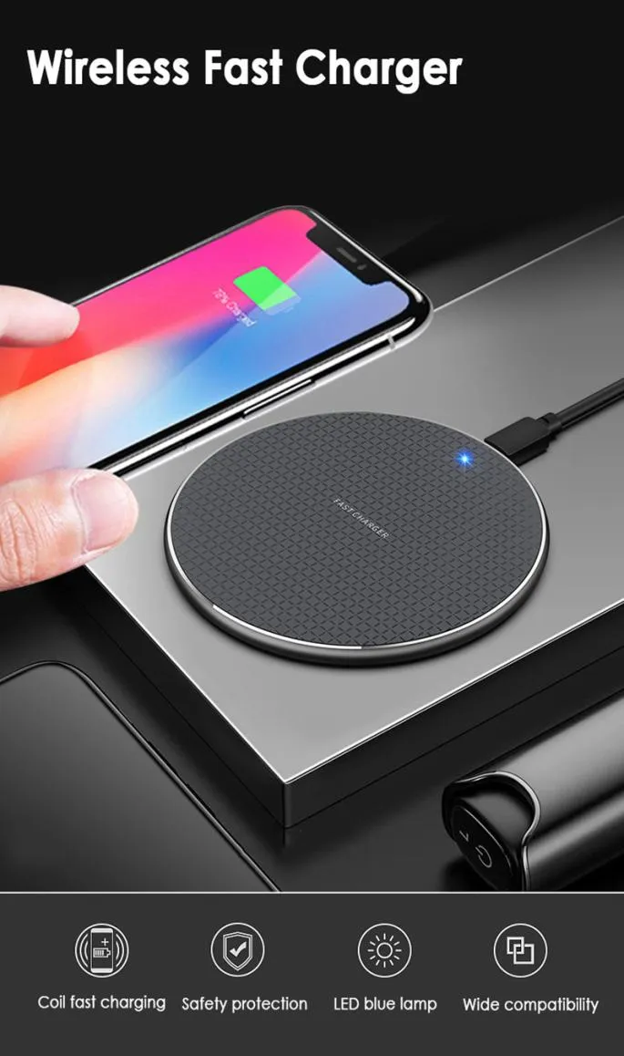 10W Qi Wireless Charger For iPhone 12 11 Pro Xs Max Mini X Xr 8 Plus Induction Fast Wireless Charging Pad For Samsung Xiaomi7697230