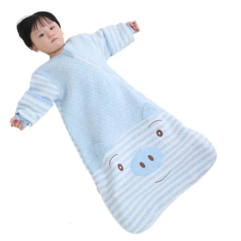 Kış doğumlu karikatür uyku tulumu için zarf bebek slaapzak çıkarılabilir erkek kızlar uyku elbisesi kundak battaniye saco bebe 240105