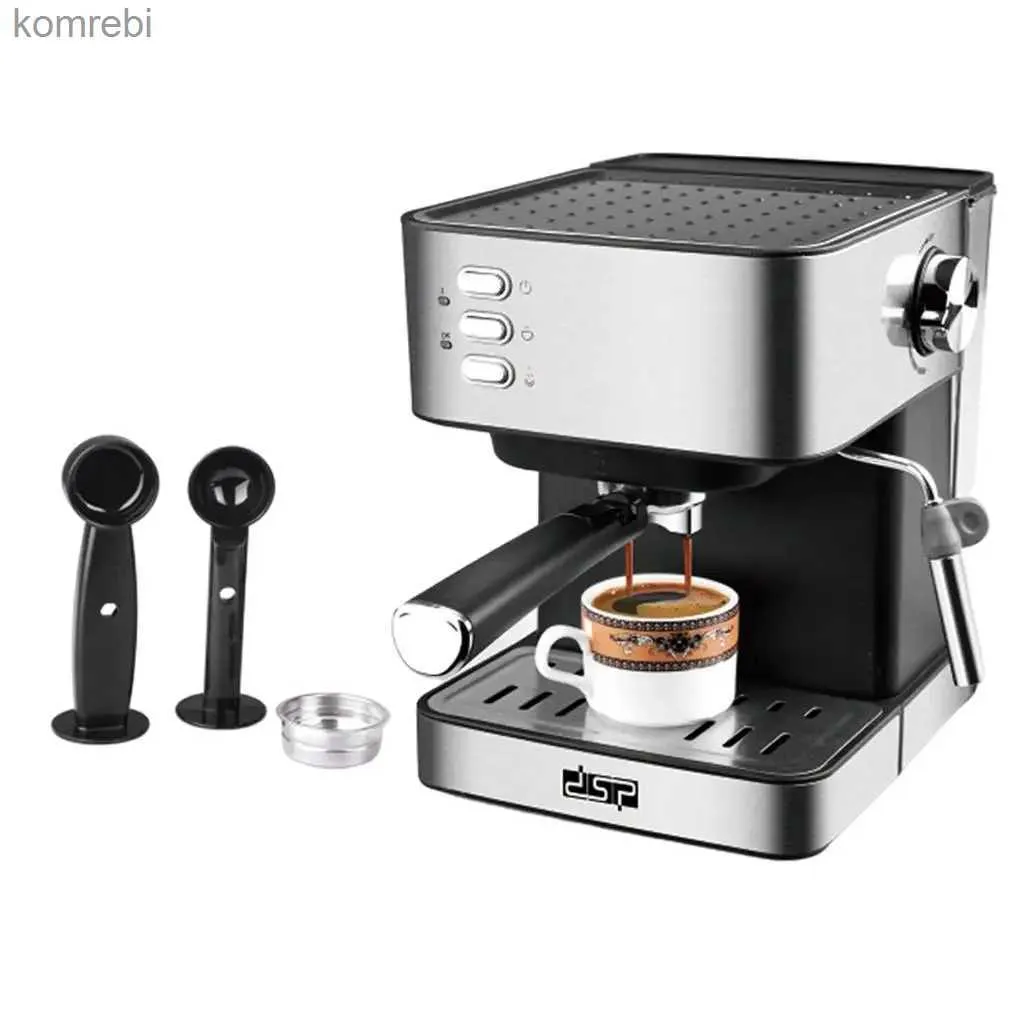 Coffee Makers 850W Espresso Coffee Machine Stainless Steel Steam Milk Froth Machine for Espresso Latte Cappuccino 1.6L Removable Water TankL240105