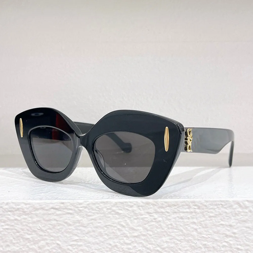 Óculos de sol de tela retrô designer de fibra de acetato óculos de sol dourados Anagrama no braço Óculos de sol personalizados ao ar livre de luxo Gafas de sol 40127