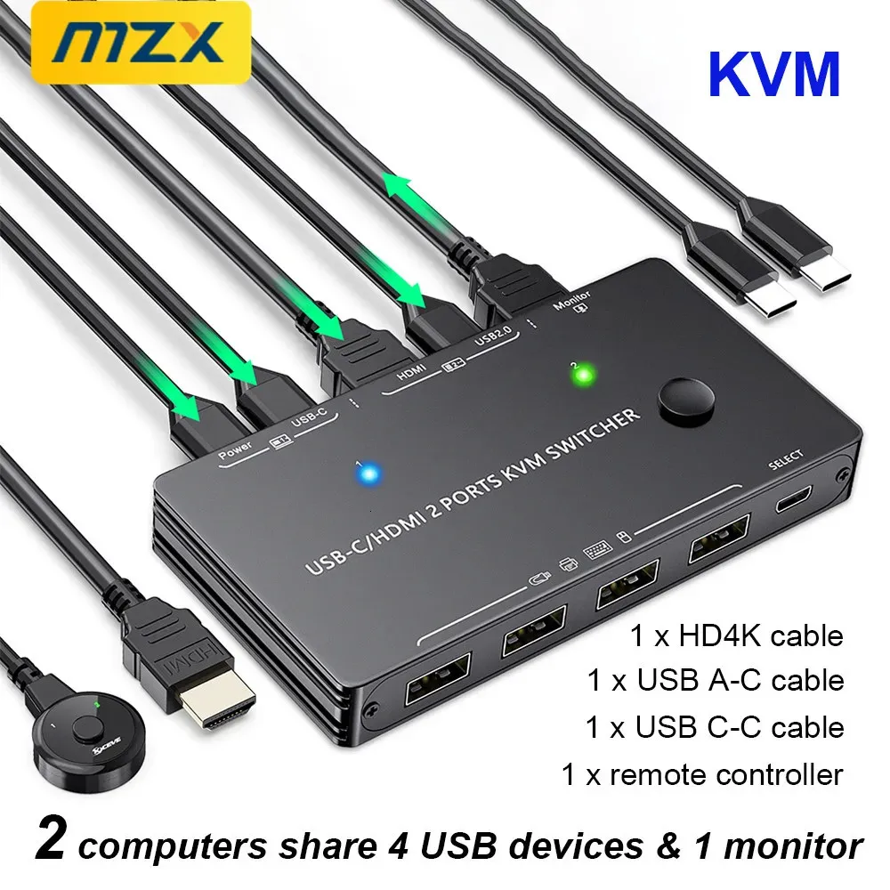 MZX KVM Switch USB Hub Docking Station Switcher Selector PD Power