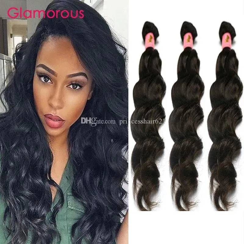 Tramas glamourosas malaio peruano brasileiro extensões de cabelo indiano 100% original virgem cabelo humano 3 pçs/lote 8 "34" onda natural humano h