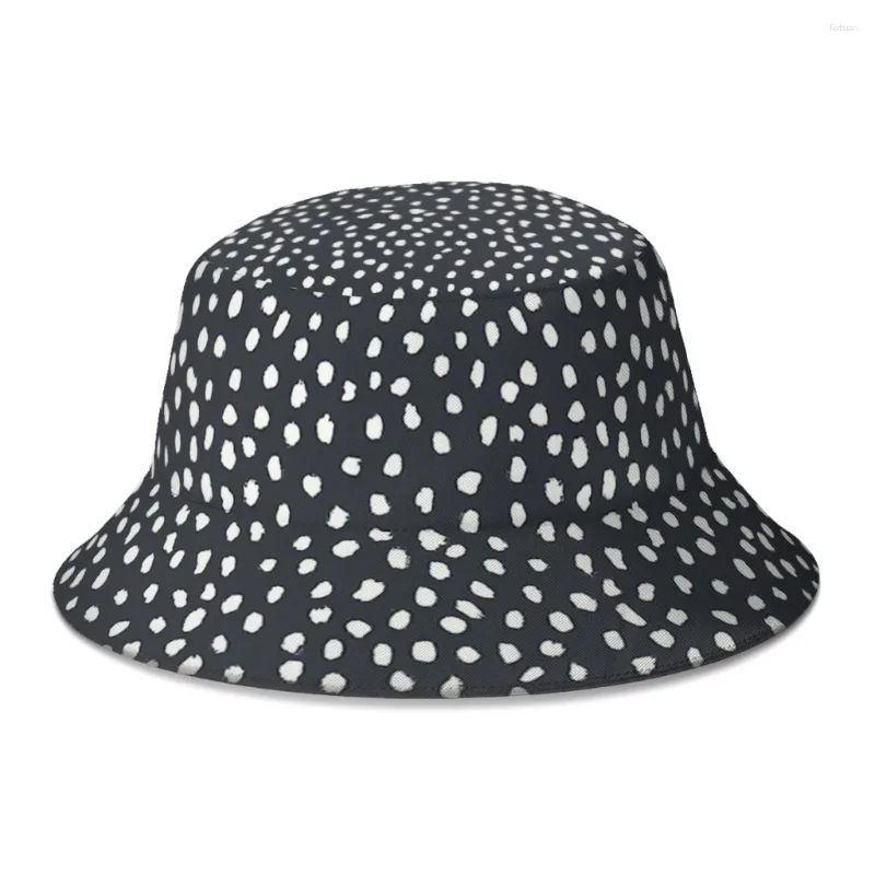 Berets cinza escuro dálmata impressão balde chapéu para mulheres homens estudantes dobrável bob pescador chapéus panamá boné outono