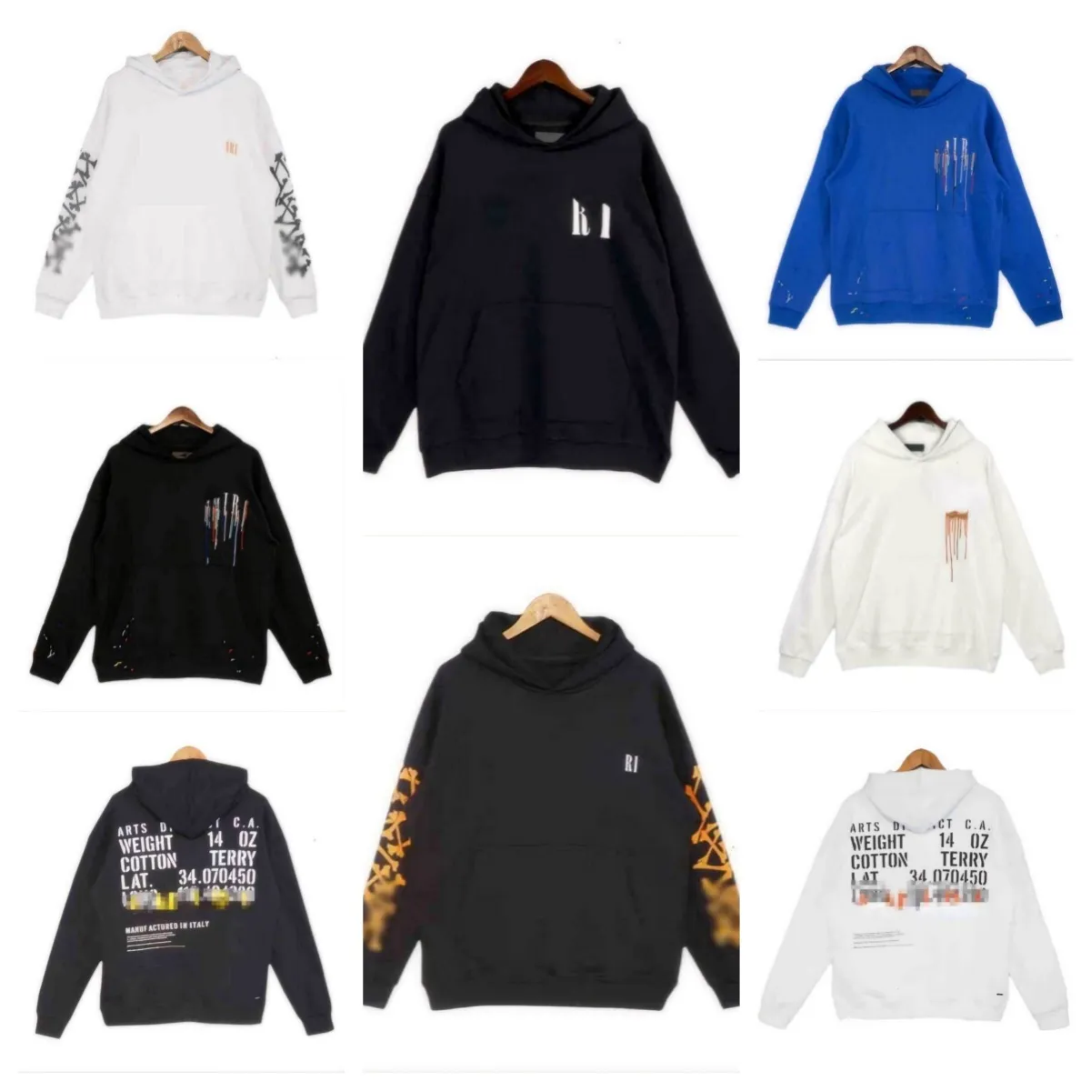 스웨터 디자이너 Amires Amirs Hoodies 22SS High Street Pullover Printed Letter 후드 블랙 스웨터 까마귀 캐주얼 남성 여성 YZ4