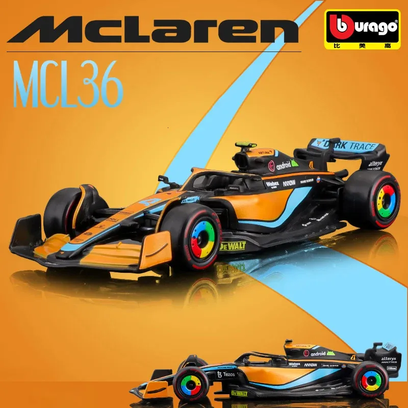 Bburago 1 43 #4 Lando Norris McLaren McL36 #3 Daniel Ricciardo Alloy Luxury Vehicle Diecast Car Model Toy 240104