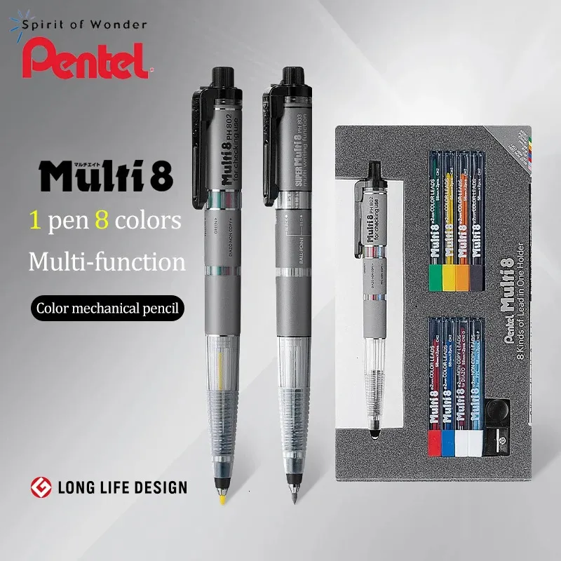 Pentel Multi8 Módulo Caneta Multifuncional PH802/PH803 Caneta Esferográfica Colorida Lápis Mecânico Colorido Pintura Mão-desenho 240105