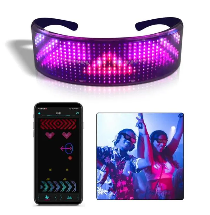 Óculos de sol programáveis com aplicativo Bluetooth, armação de óculos luminosos coloridos, óculos de sol LED APP para festa, festival, bar N6379927