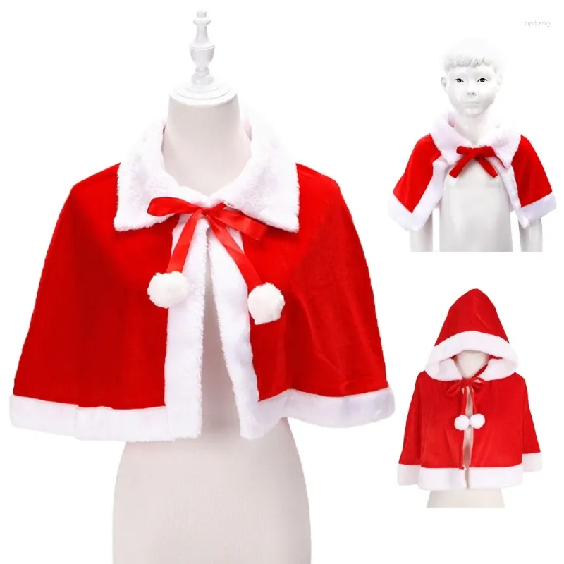 Scarves Womens Christmas Cloak Santa Hooded Shawl Red Cape Fancy Dress Teenager Outfit Costume Gifts For Kids Adult