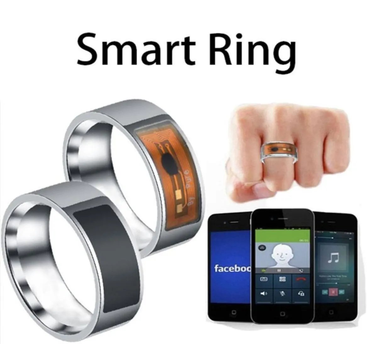 Fedi nuziali Moda Mulunctional Attrezzatura telefonica Impermeabile Intelligente NFC Anello da dito Smart indossabile Connect8759935