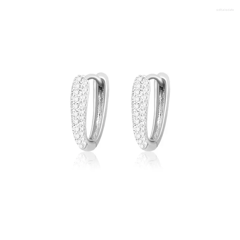 Boucles d'oreilles créoles géométriques couleur argent pavé Zircon en forme de U pour femmes, Bijoux à la mode, accessoires