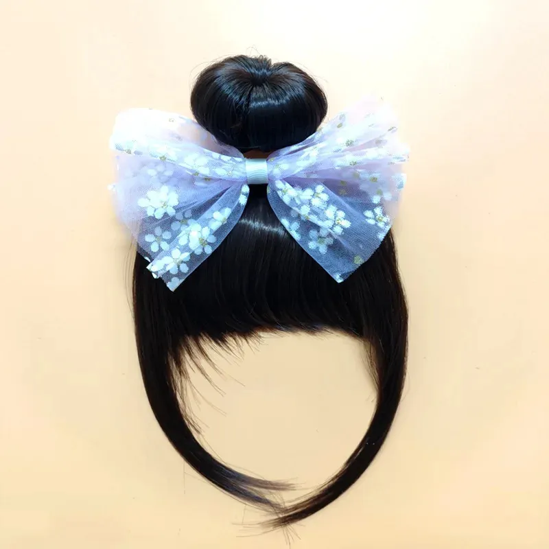 Hair Bands Accessories Infant Baby Girl Buns Wig Hat Princess Mesh Bow born Children Headbands for Kids Girls Headwear 240105
