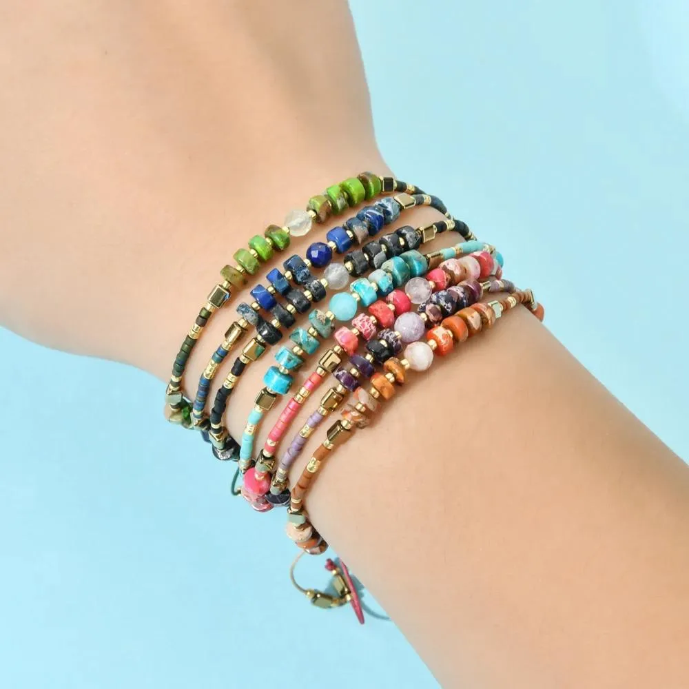 Bracciali ZMZY 7 pz/set All'ingrosso Misto Boho Sottile Miyuki Braccialetto Fatto A Mano In Pietra Naturale Perline Braccialetto Donne Strand Accessori A Mano