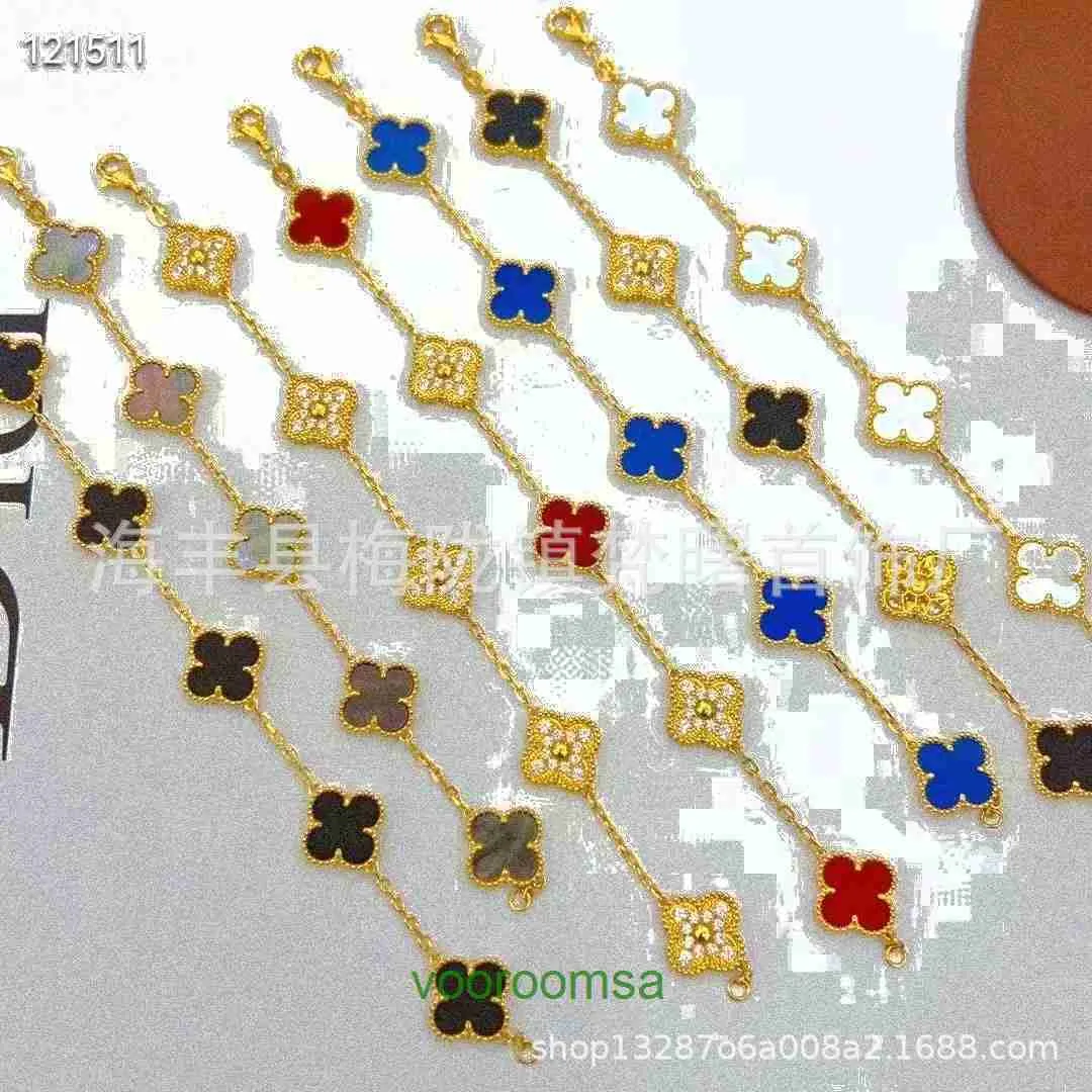 مصمم أساور فان كلوفر سوار أربعة أوراق العشب خمسة زهرة أنثى الذهب السميك مطلي 18 كيلو وردة طبيعية أبيض فريتيلاريا الأحمر مع صندوق