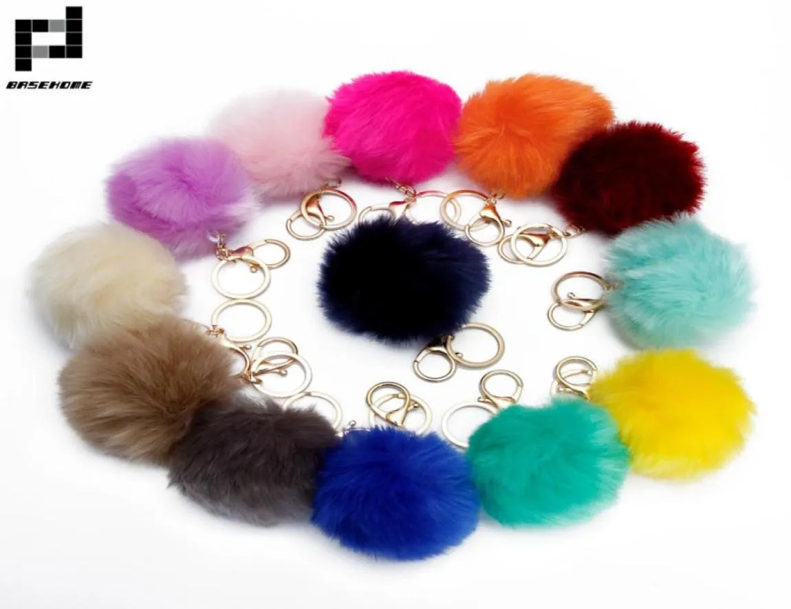 BASEHOME Trinket Pompons Keychains Faux Fur Keychain y Key Chains Trinkets Pom Pom Keychain(Gold Color Chain)9065820