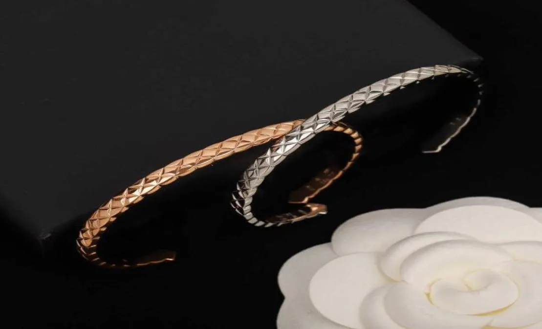 2022 Brand Pure 925 Sterling Silver Jewelry Women Cuff Bangle Rose Gold Luxury Thin Crush Design Bangle Wedding Engagement Bracele5716865