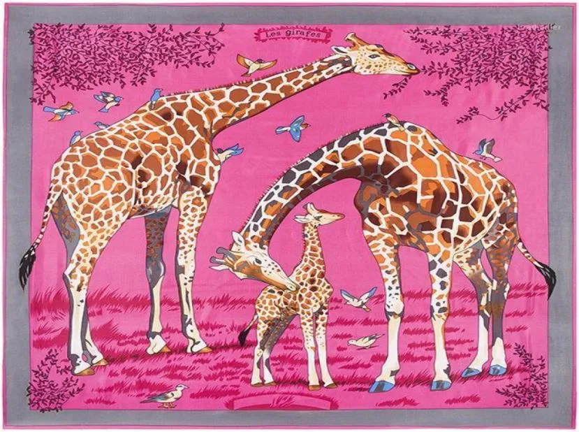 Sciarpe 130 cm 130 cm Seta Euro Brand Style Moda Parigi Animal Giraffe Stampa Sciarpa quadrata Femal Les Girafes Shawls13088537