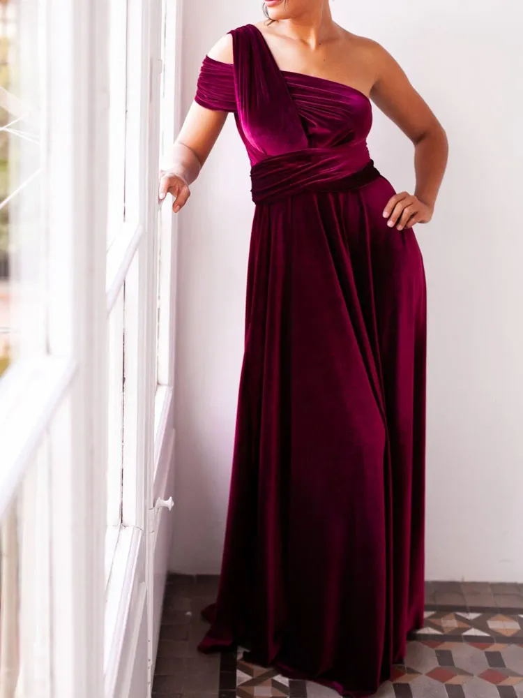 hunter green velvet bridesmaid dresses Simple Dark Green Velvet Half Sleeves Long V-neck Custom Bridesmaid Dresses  , BN1202 main image 0