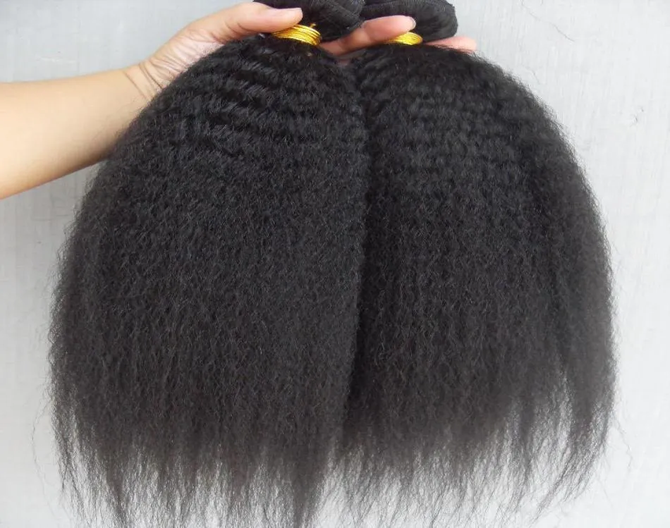 brazilian kinky straight hair weft hair extensions unprocessed curly natural black color human extensions can be dyed2059351