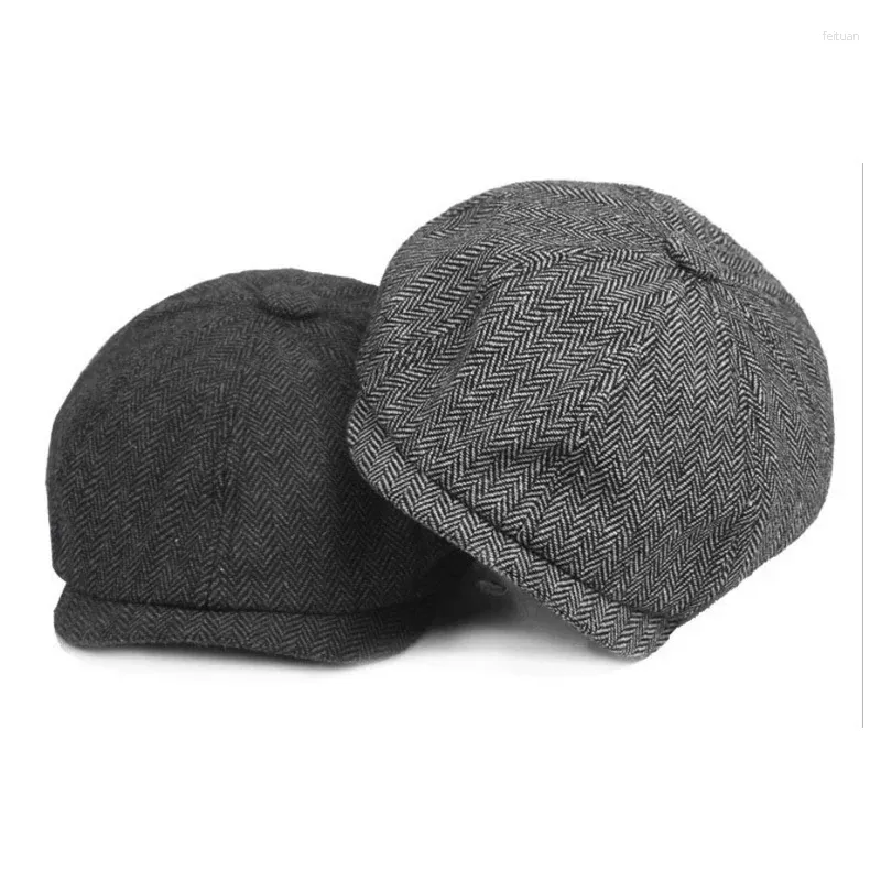 Berretti di lana a spina di pesce Cabbie Lvy Berretti Cappello classico Guida Cappelli di lana Paraocchi piatti Sboy Uomo Peaky Winter Gatsby