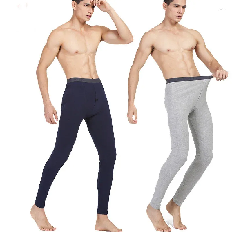 Herrens termiska underkläder plus storlek L-3XL Elastic Warm Lon Jons Termal Brand Male Winter Lycra eller Cotton Termo-knapp