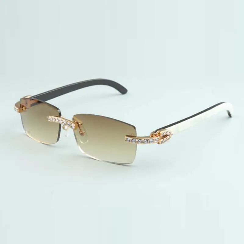 Endlose Luxus-Diamant-Sonnenbrille 3524012, natürliche Mischhorn-Brillenlinse, Stärke 3,0