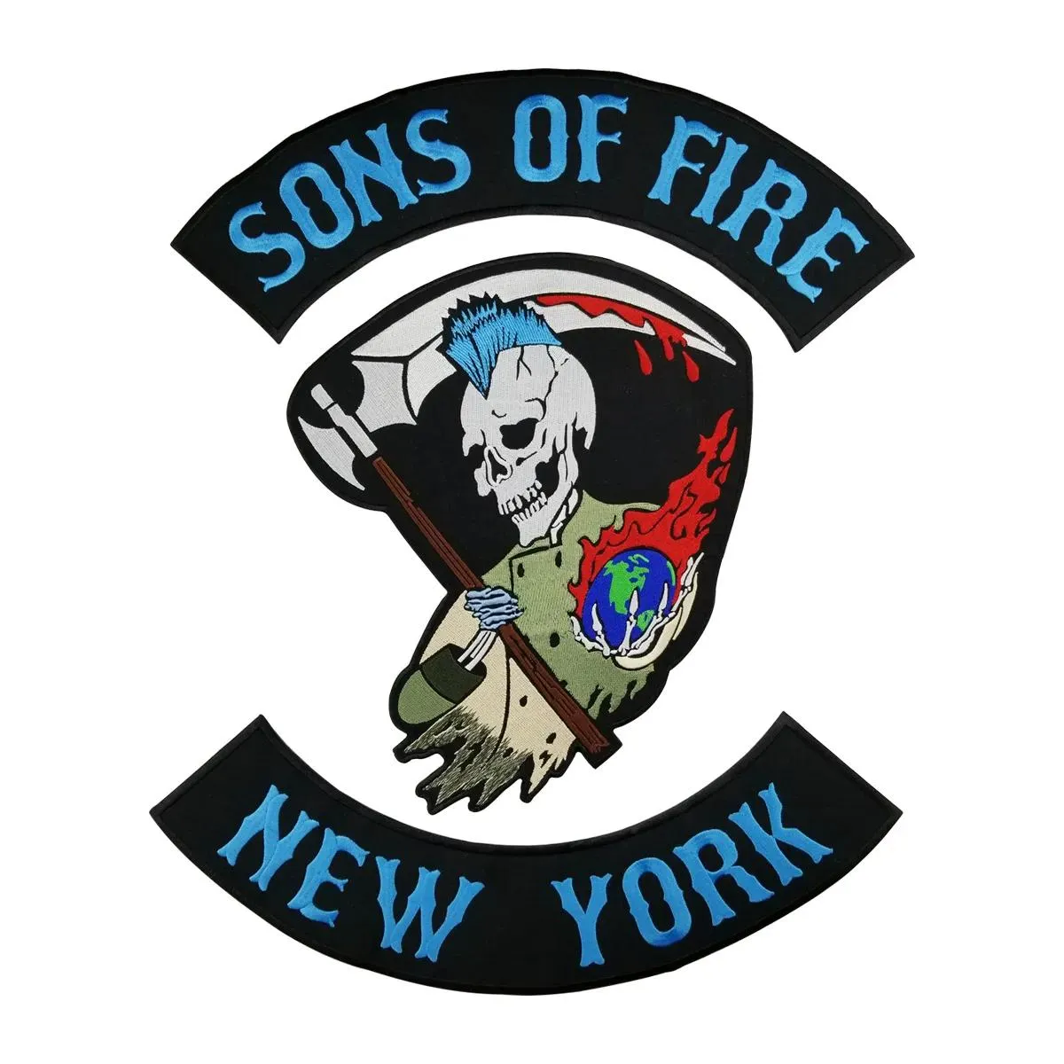 Gereedschap HOT SONS OF FIRE NIEUWE YOURK SCHEDEL MOTORFIETS COOL GROTE TERUG PATCH ROCKER CLUB VESTOUTLAW BIKER MC PATCH GRATIS VERZENDING