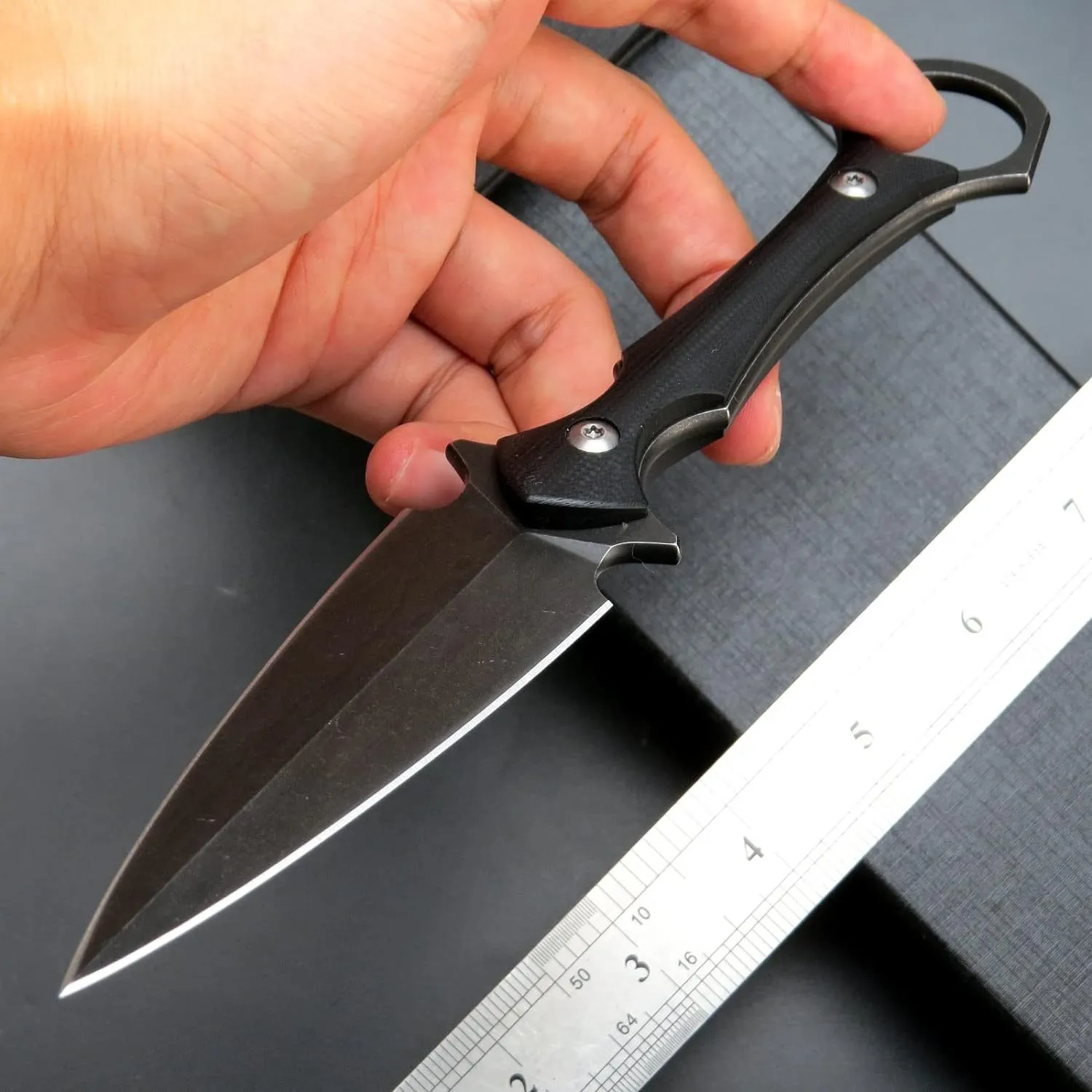 Высококачественный прямой нож для выживания D2, черный камень, двухстороннее лезвие, полный Тан G10/ручка из микарты, тактические ножи для кемпинга на открытом воздухе с Kydex