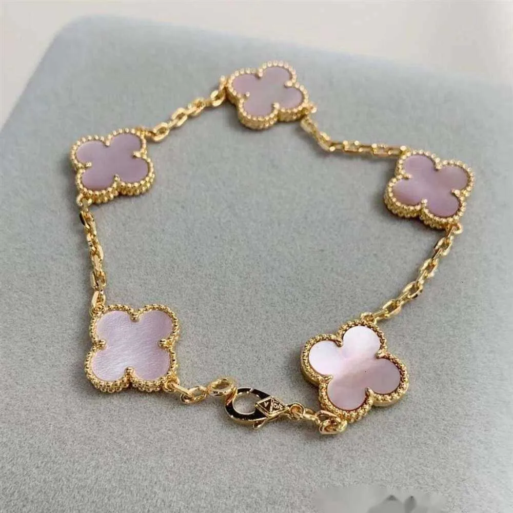 Van Clover Bracelet Designer Quatre Feuilles de Perle Or 18 carats Marque Amour Charme Cristal Diamant Bijoux Cadeau