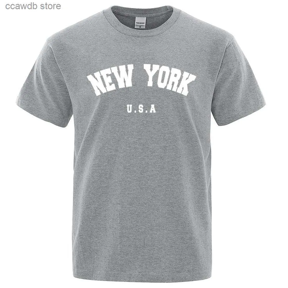 Homens camisetas EUA Nova York EUA City Street Impresso camisetas para homens soltos camisetas de grandes dimensões moda respirável manga curta roupas de algodão t240105