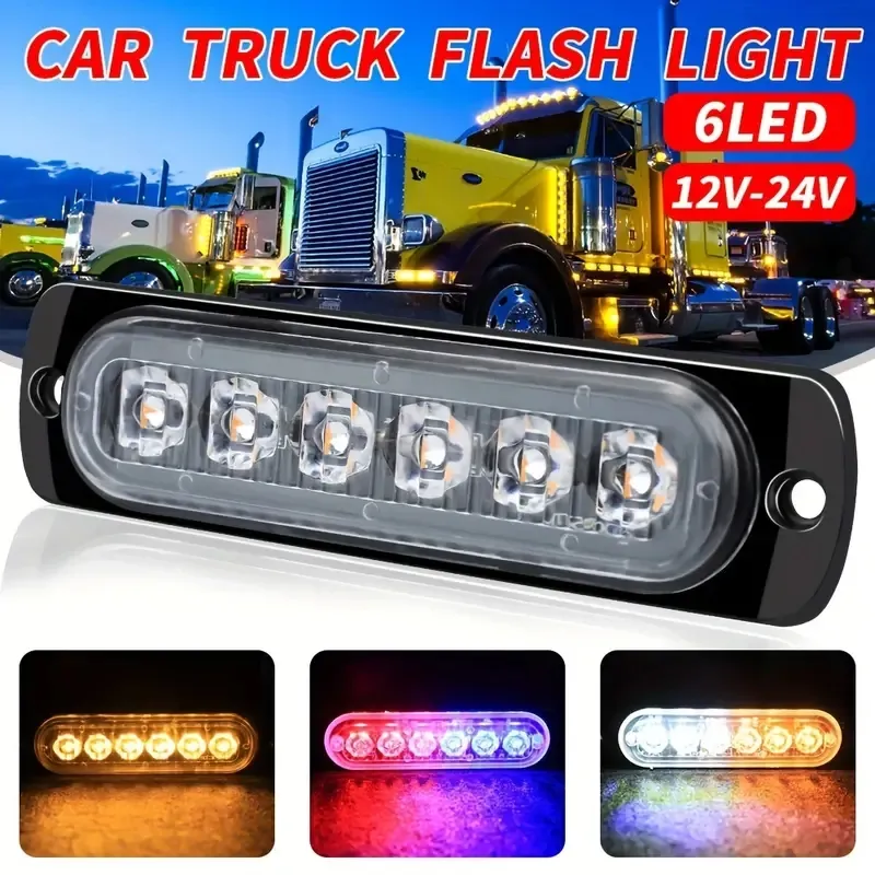 1pc 6 LED Emergency Light Warning Flashing Emergency Light Ambulance Flashing Light LED Car Warning Light Car Accessories Truck Light Side Light