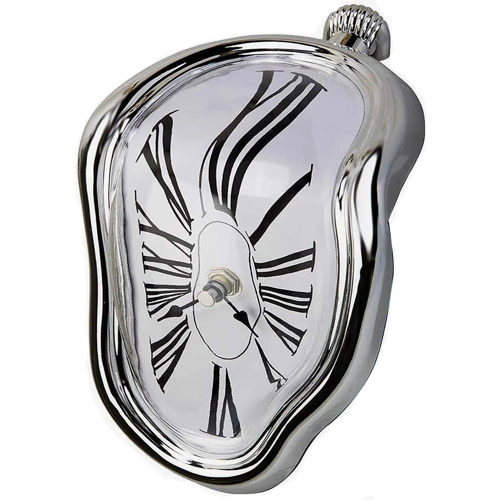 Silver Melting Clock Used for Decorating Home Office Shelves and Desktop Interesting Creative Gifts Watch Melting Clock 240105
