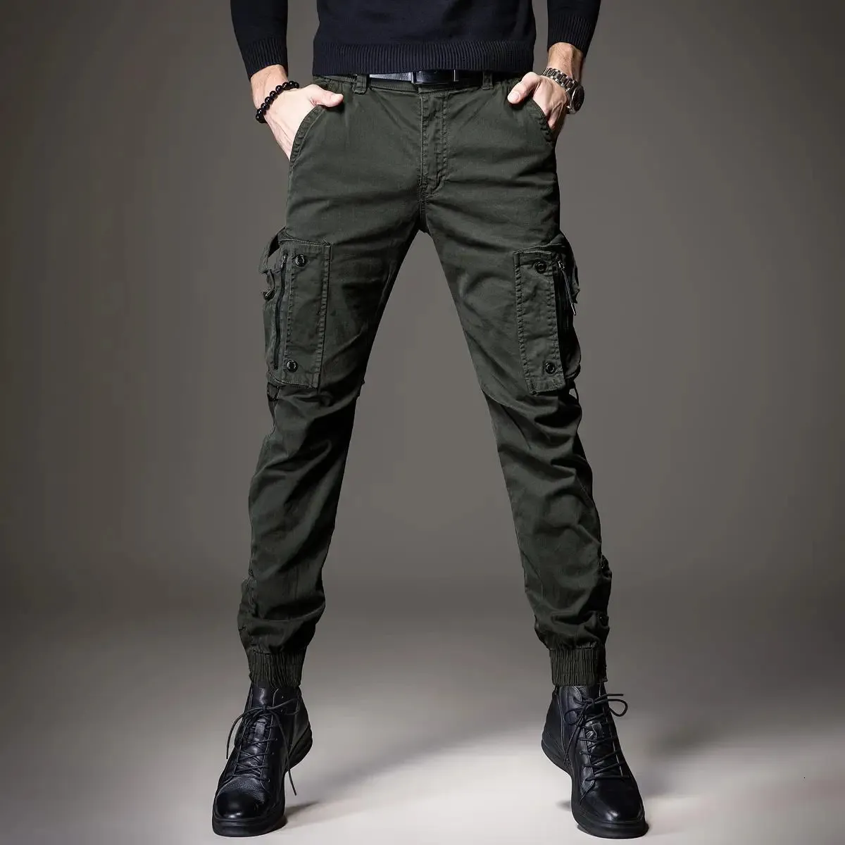 Jeans de sport de plein air de luxe léger pour hommes, résistant à l'usure, Style Harem, pantalons cargo multi-poches, Fans de l'armée, coupe Slim, pantalons décontractés à la mode 240104